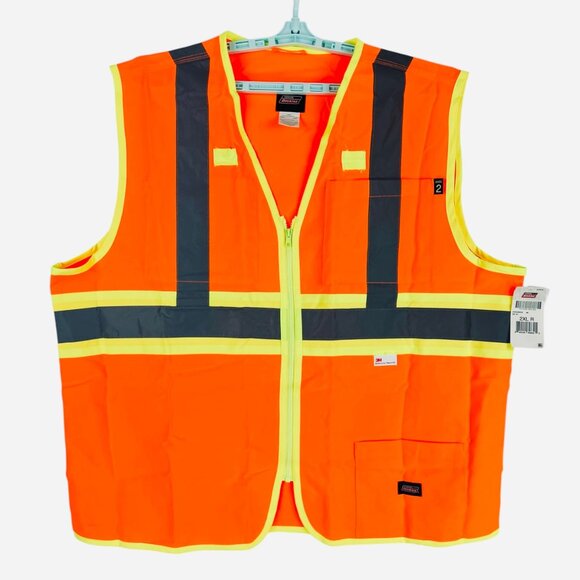 Genuine Dickies Men's High Visibility Reflective Orange Yellow Vest Size 2XL NWT - Picture 1 of 10